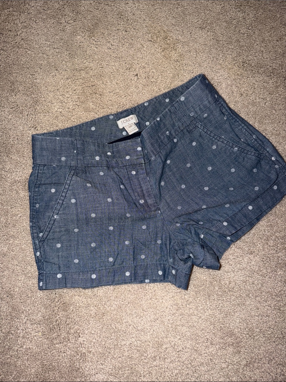 J. Crew Denim-Look Polka Dot Women's Shorts in Chambray Blue
